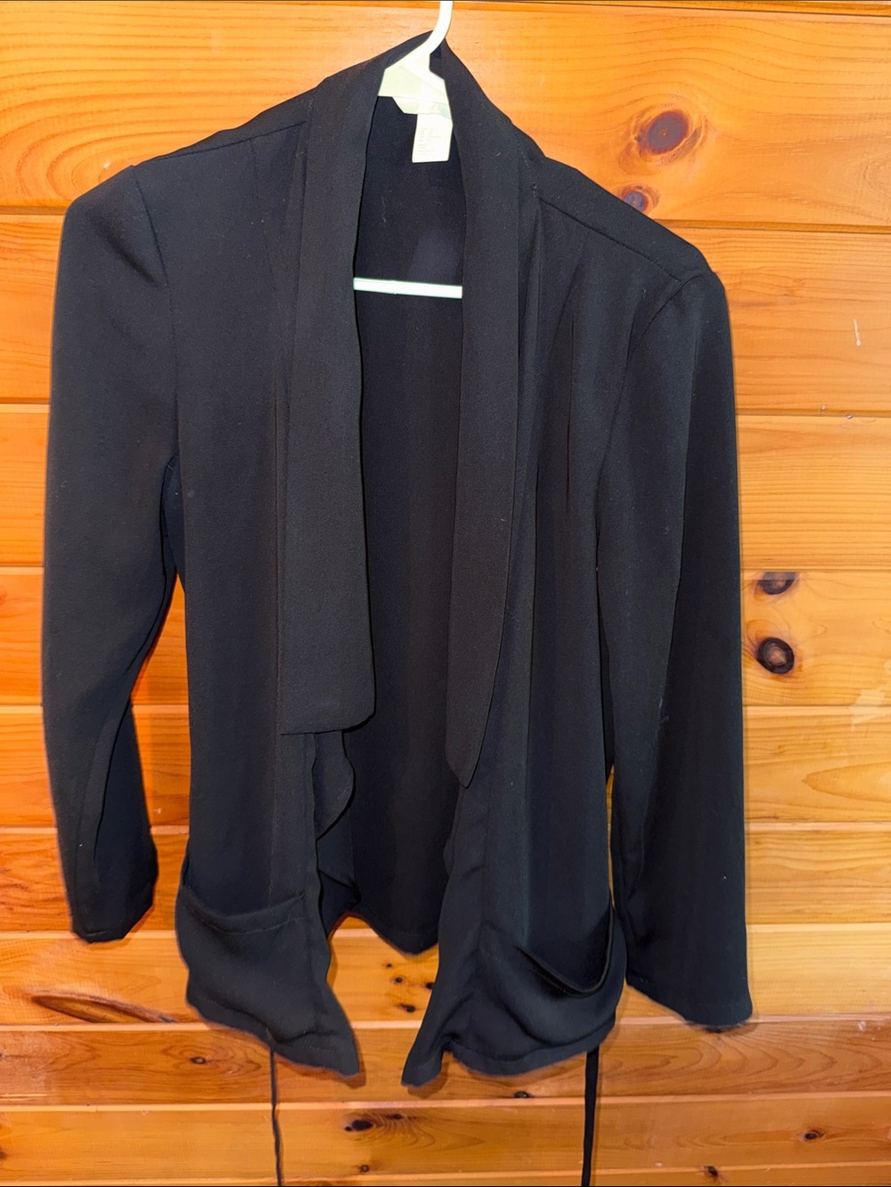 H&M Black Open-Front Draped Blazer
